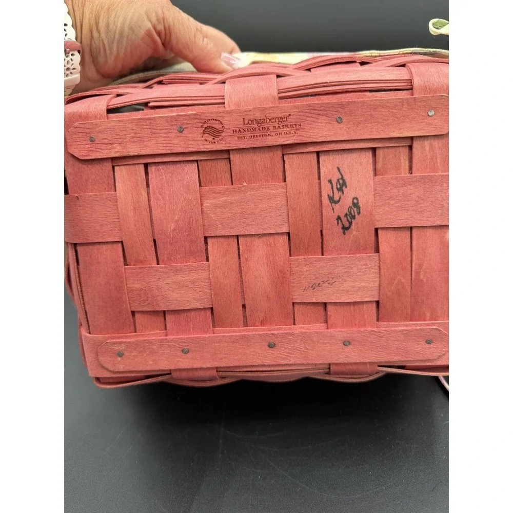 🧺💗 Longaberger 2008 Small Serving Basket – Pink w/ Liner & Storage Solutions💗